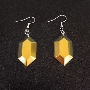 Gold color shift faceted chrome dangle earrings with silver hooks new